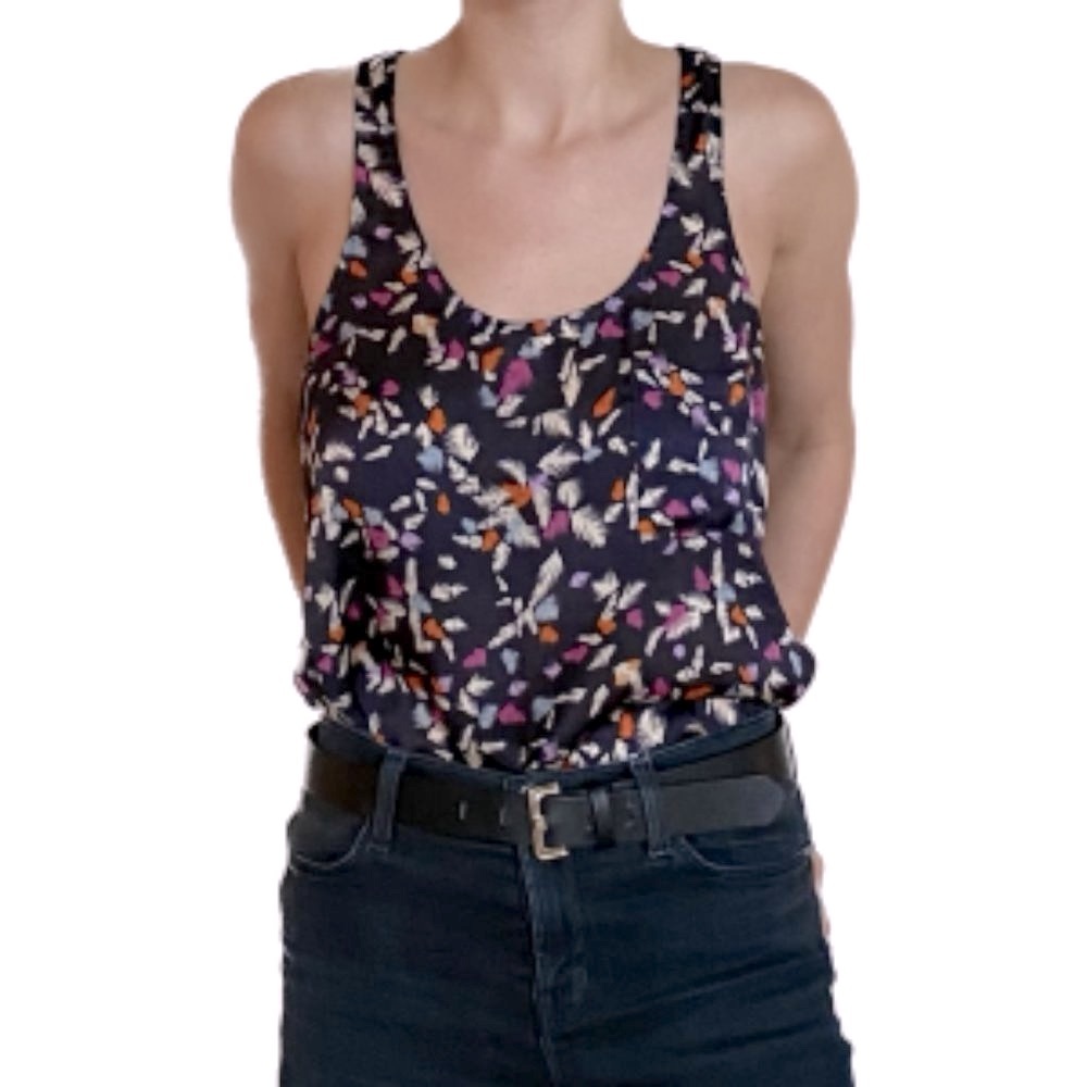 AQUA at Bloomingdale’s Racerback top w/ Feather Pattern